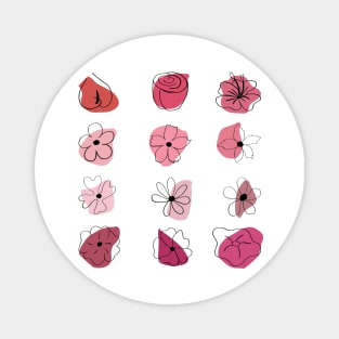 pink hand drawn flowers Magnet